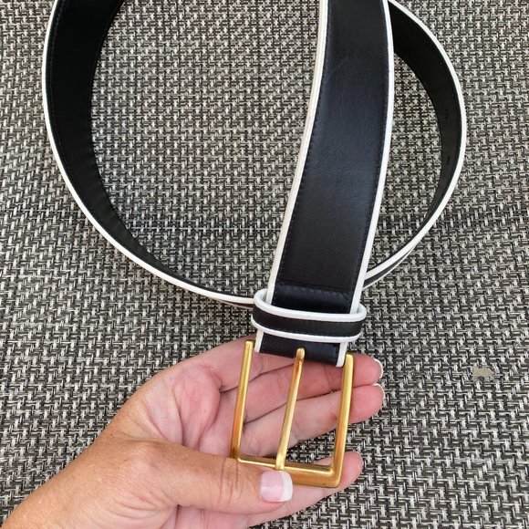 ~ESCADA LAUREL Italy Black/White Leather Gold Hardware Belt~34~NEW!~RARE!~ - Picture 6 of 8